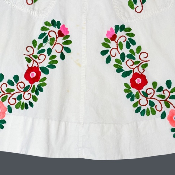 VTG White Embroidered Floral‎ Wrap Skirt Small Bohemian Festival Boho Farmhouse - Picture 6 of 8